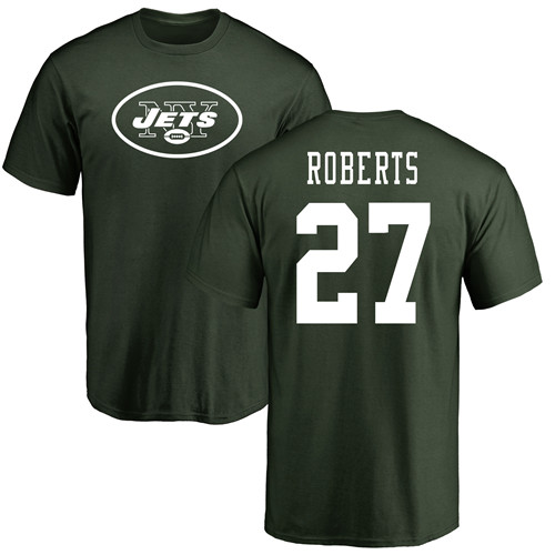 New York Jets Men Green Darryl Roberts Name and Number Logo NFL Football #27 T Shirt->new york jets->NFL Jersey